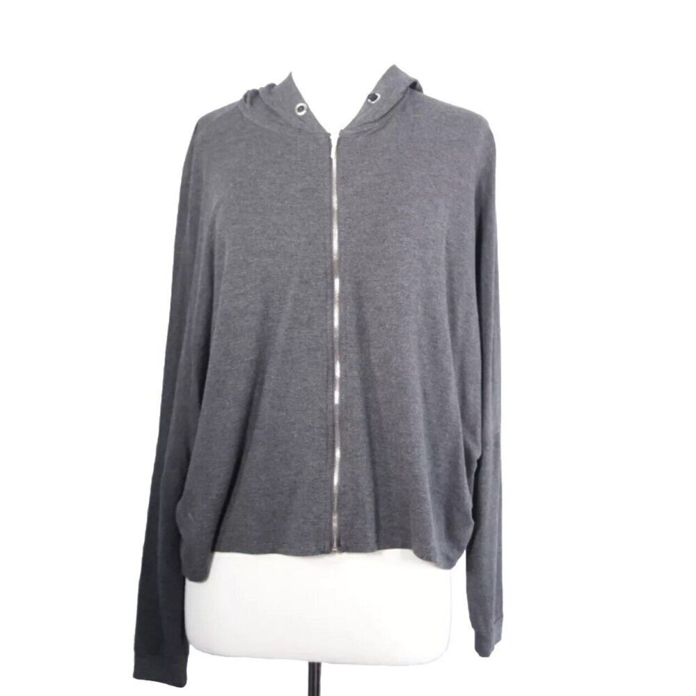 Soyaconcept Women Medium Charcoal Gray Full Zip Hoodie Dolman Sleeve Relaxed Fit